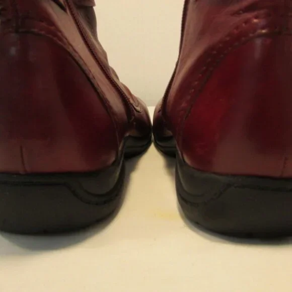 Clarks Dark Red Leather Ankle Boots - Picture 8 of 16